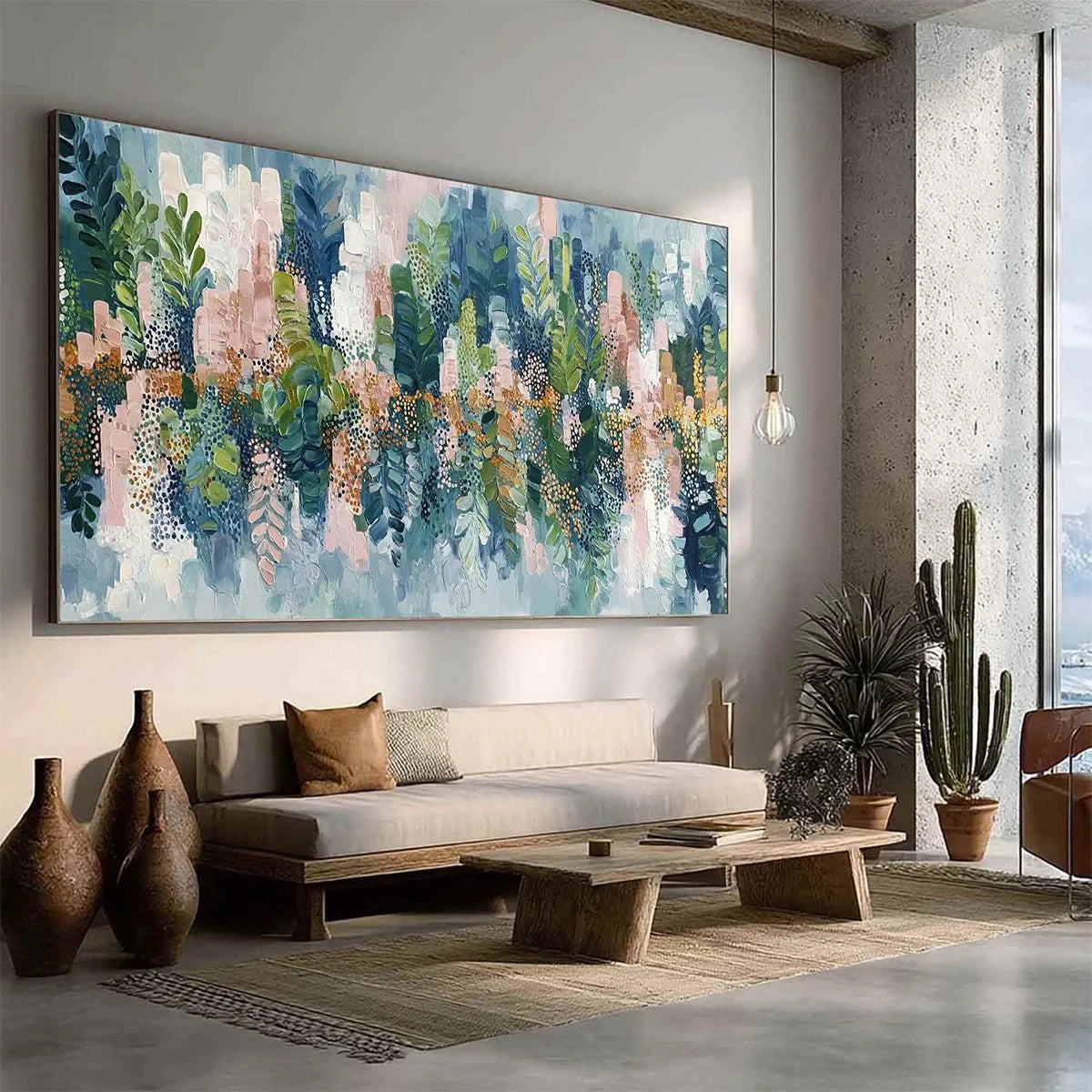 VERDANT SANCTUARY: Colorful Abstract Botanical Textured Painting | multi-color palette, original oil on stretched canvas art