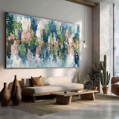 VERDANT SANCTUARY: Colorful Abstract Botanical Textured Painting | multi-color palette, original oil on stretched canvas art