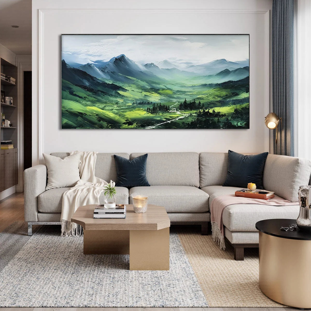 VERDANT VALLEY VISTA: Textured Abstract Landscape Oil Painting | Abstract closeup, raised brushwork detail