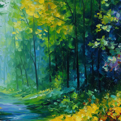VERDANT WHISPER: Textured Palette Knife Forest Landscape Oil Painting | rolled canvas, ready for custom framing