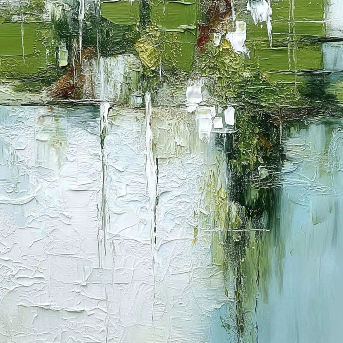 Verdant Echo | Green Abstract Textured Oil Painting for Wall | rolled canvas, ready for custom framing