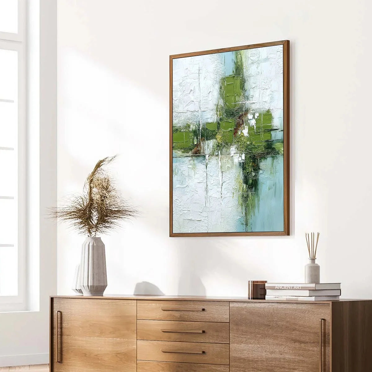 Verdant Echo | Green Abstract Textured Oil Painting for Wall | green palette, original oil on stretched canvas art