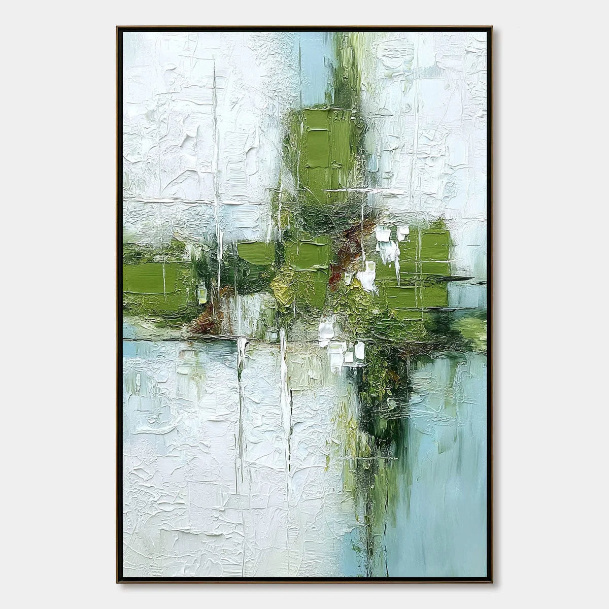 Verdant Echo | Green Abstract Textured Oil Painting for Wall | hanging in living room, Abstract wall art