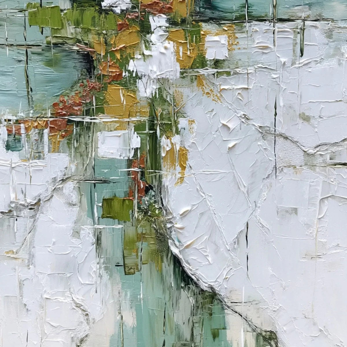 VERDANT ECHO: Textured Abstract Painting in Earth Tones | rolled canvas, ready for custom framing