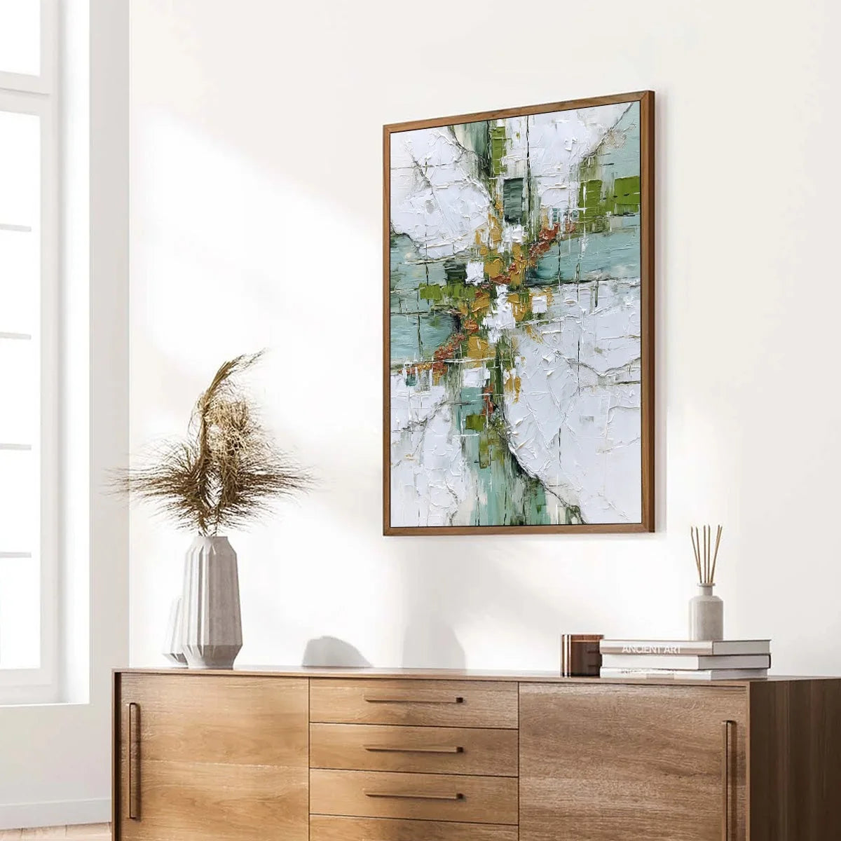 VERDANT ECHO: Textured Abstract Painting in Earth Tones | multi-color palette, original oil on stretched canvas art