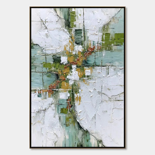VERDANT ECHO: Textured Abstract Painting in Earth Tones | hanging in living room, Abstract wall art