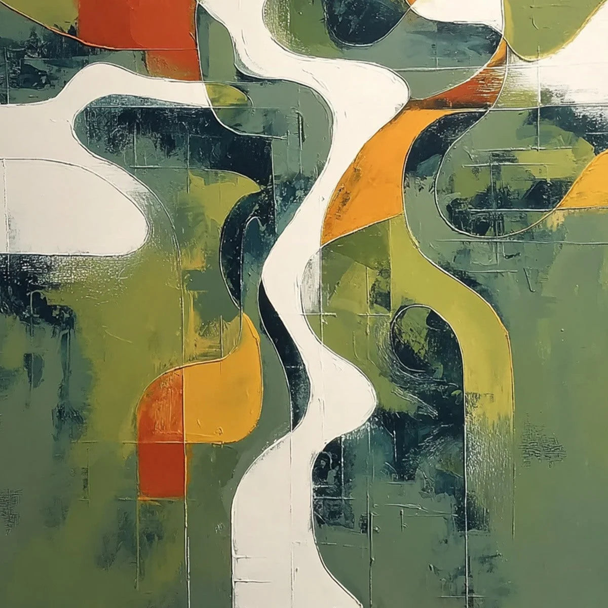VERIDIAN FLOW: Textured Modern Abstract Landscape Painting | rolled canvas, ready for custom framing