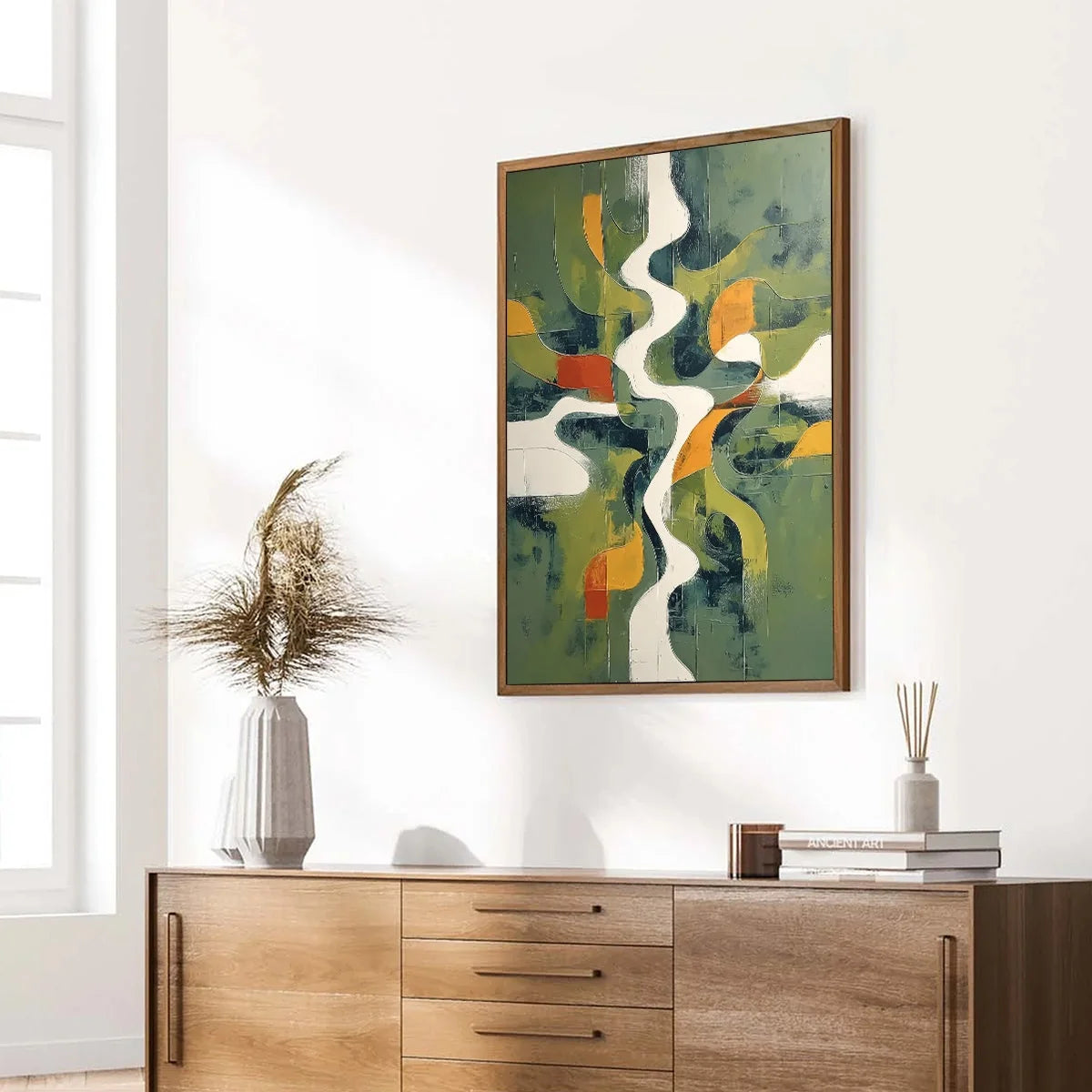 VERIDIAN FLOW: Textured Modern Abstract Landscape Painting | multi-color palette, original oil on stretched canvas art