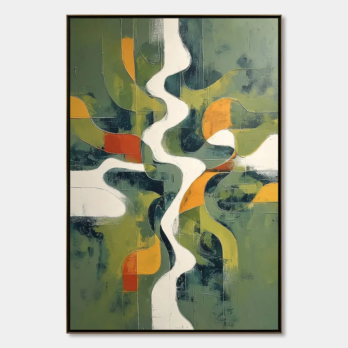 VERIDIAN FLOW: Textured Modern Abstract Landscape Painting | hanging in living room, Abstract wall art