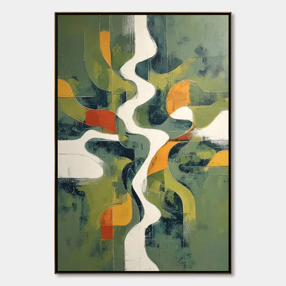VERIDIAN FLOW: Textured Modern Abstract Landscape Painting | hanging in living room, Abstract wall art