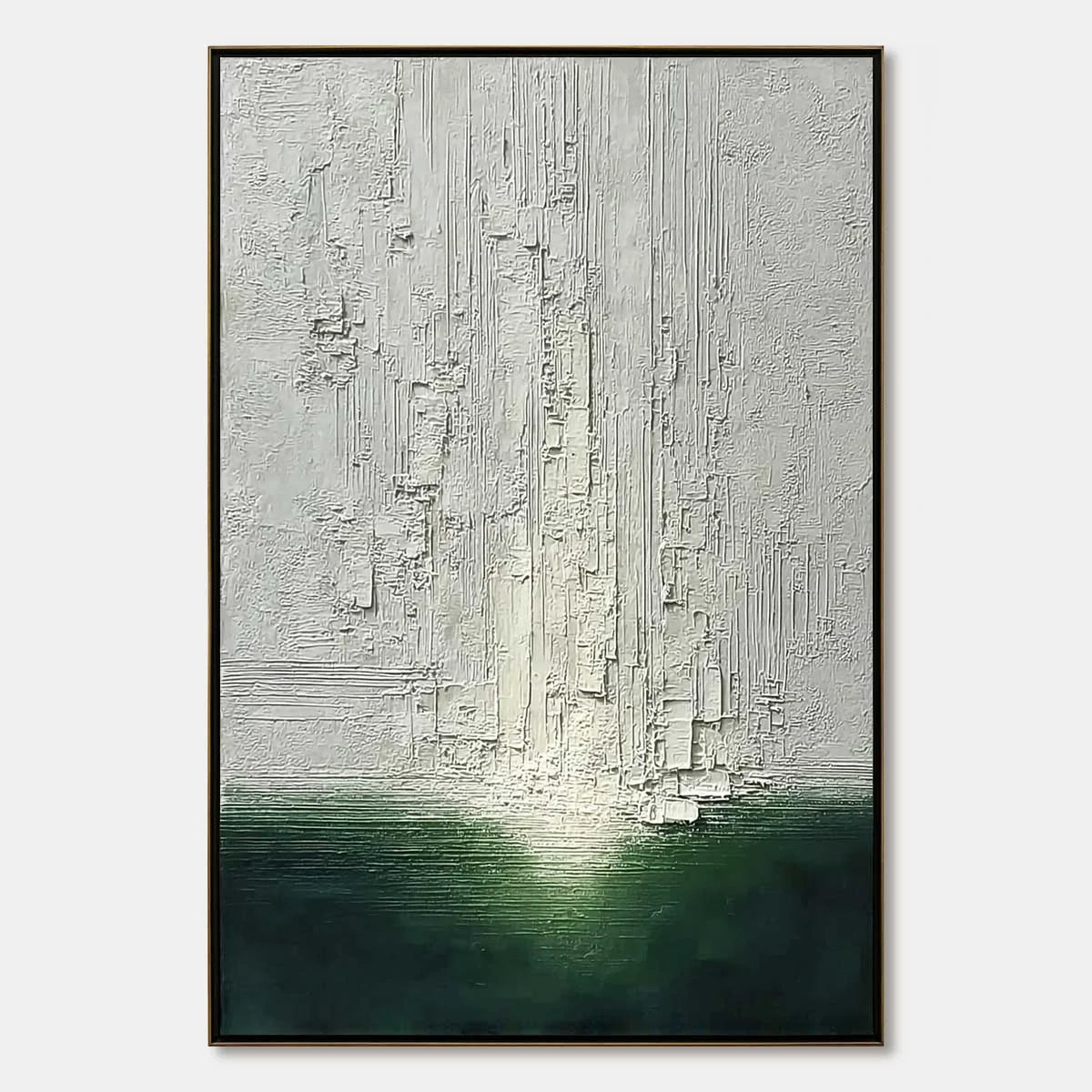 VERIDIAN HORIZON: Textured Wabi Sabi Abstract Landscape Painting | hanging in living room, Abstract wall art