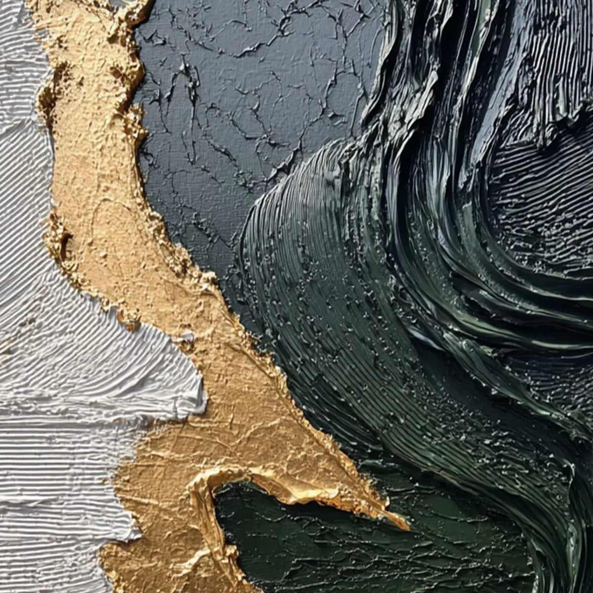 VERIDIAN RIFT: Large Vertical Textured Abstract Green and Gold Painting | rolled canvas, ready for custom framing