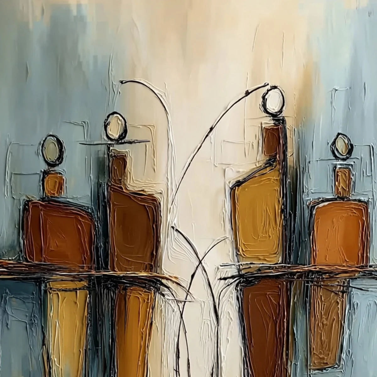 Convergence: Vertical Textured Abstract Oil Painting for Walls | rectangular format, hand-painted canvas edge