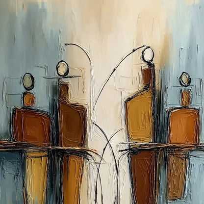 Convergence: Vertical Textured Abstract Oil Painting for Walls | rectangular format, hand-painted canvas edge