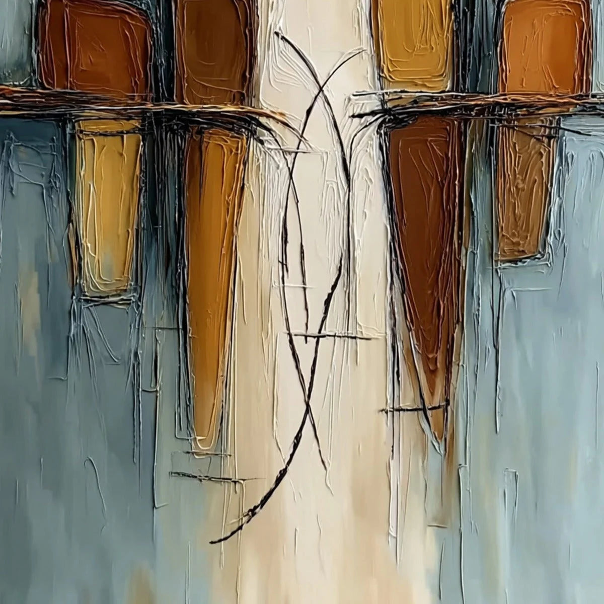 Convergence: Vertical Textured Abstract Oil Painting for Walls | rolled canvas, ready for custom framing