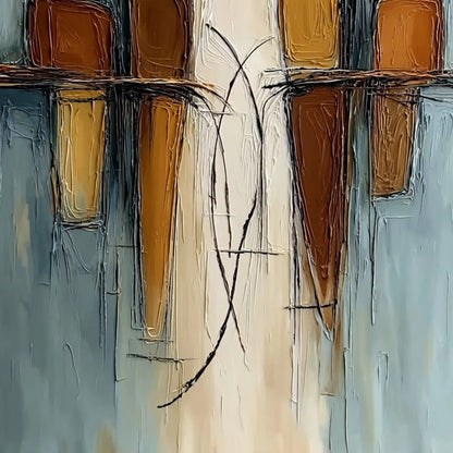 Convergence: Vertical Textured Abstract Oil Painting for Walls | rolled canvas, ready for custom framing