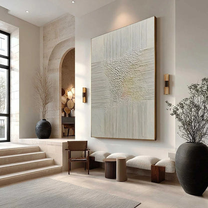 ECHOES OF STILLNESS: Vertical Wabi Sabi Textured Abstract Wall Art | Abstract mood, soft natural light studio shot