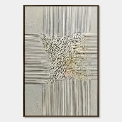 ECHOES OF STILLNESS: Vertical Wabi Sabi Textured Abstract Wall Art | hanging in ECHOES OF STILLNESS: Vertical Wabi Sabi Textured Abstract Wall Art featuring layered textured brushwork in refined to...