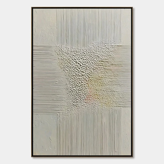 ECHOES OF STILLNESS: Vertical Wabi Sabi Textured Abstract Wall Art | hanging in ECHOES OF STILLNESS: Vertical Wabi Sabi Textured Abstract Wall Art featuring layered textured brushwork in refined to...
