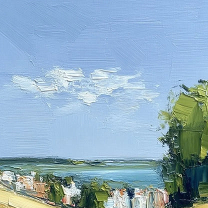 VIA AL MARE: Textured Impasto Painting of a Coastal Village Path | rolled canvas, ready for custom framing
