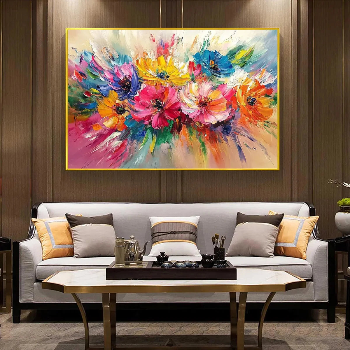 VIBRANT BLOOM: Impasto Floral Oil Painting in Vibrant Multicolor | Abstract closeup, raised brushwork detail