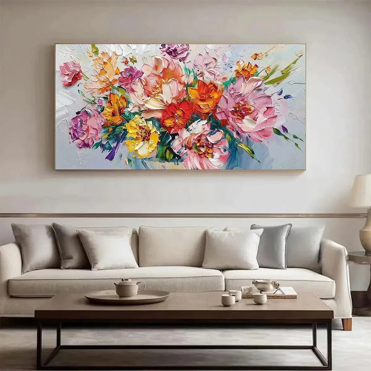VIBRANT BOUQUET: Textured Impasto Floral Bouquet Painting in Vibrant Colors | multi-color palette, original oil on stretched canvas art
