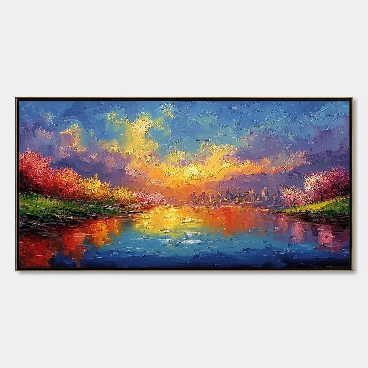 Vibrant Horizon impasto painting, hand-painted by UArtShow
