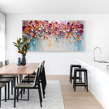 Vibrant Petals-A Burst of Colors in Oil Painting | colorful impasto mood, soft natural light studio shot