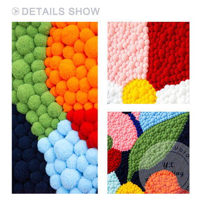 Vibrant Punch Needle Flower Art, Yarn Ball Texture Painting, Handmade Tufted Wal #14