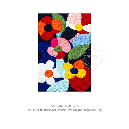 Vibrant Punch Needle Flower Art, Yarn Ball Texture Painting, Handmade Tufted Wal #15