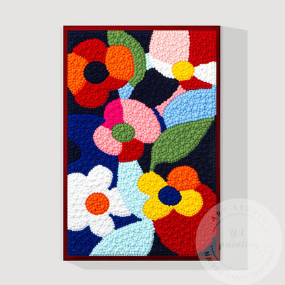 Vibrant Punch Needle Flower Art, Yarn Ball Texture Painting, Handmade Tufted Wal #9
