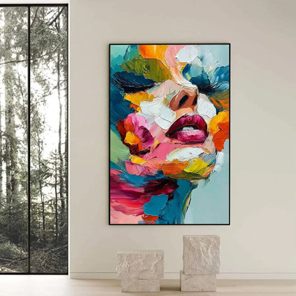 VIBRANT REPOSE: Colorful Abstract Portrait Impasto Oil Painting | Abstract closeup, raised brushwork detail