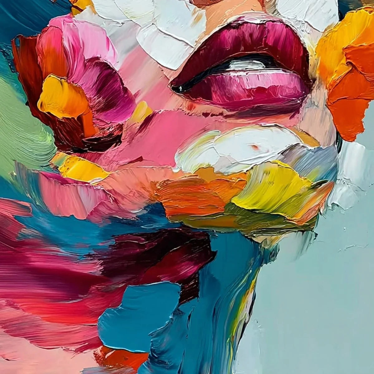 VIBRANT REPOSE: Colorful Abstract Portrait Impasto Oil Painting | rolled canvas, ready for custom framing