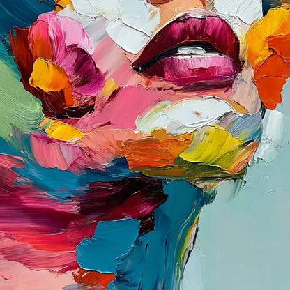VIBRANT REPOSE: Colorful Abstract Portrait Impasto Oil Painting | rolled canvas, ready for custom framing