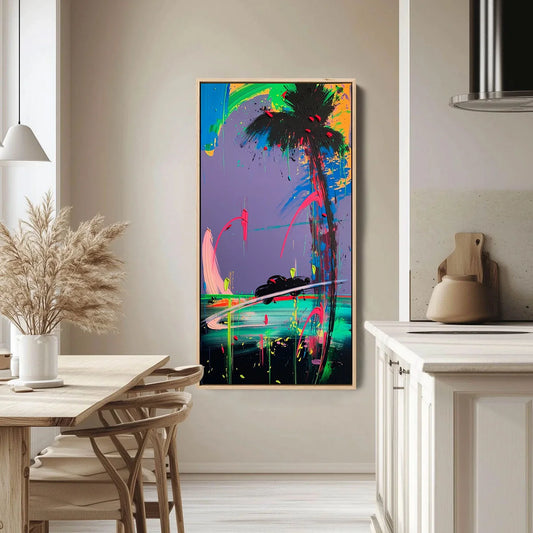 VICE CITY: Vibrant Abstract Impasto Painting of a Night Drive