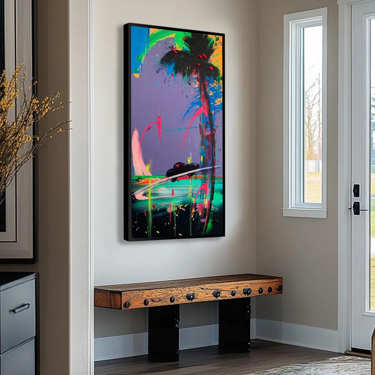 VICE CITY: Vibrant Abstract Impasto Painting of a Night Drive | Abstract mood, soft natural light studio shot