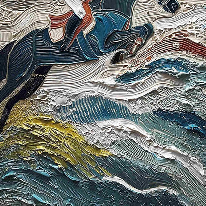 VICTORY'S EDGE: Heavily Textured Impasto Equestrian Sports Painting | rolled canvas, ready for custom framing