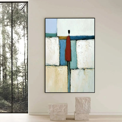 THE VISITOR: Textured Abstract Figurative Painting for Modern Decor | Figurative closeup, raised brushwork detail