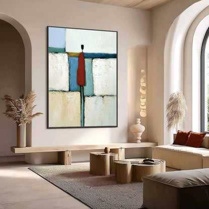 THE VISITOR: Textured Abstract Figurative Painting for Modern Decor | Figurative mood, soft natural light studio shot