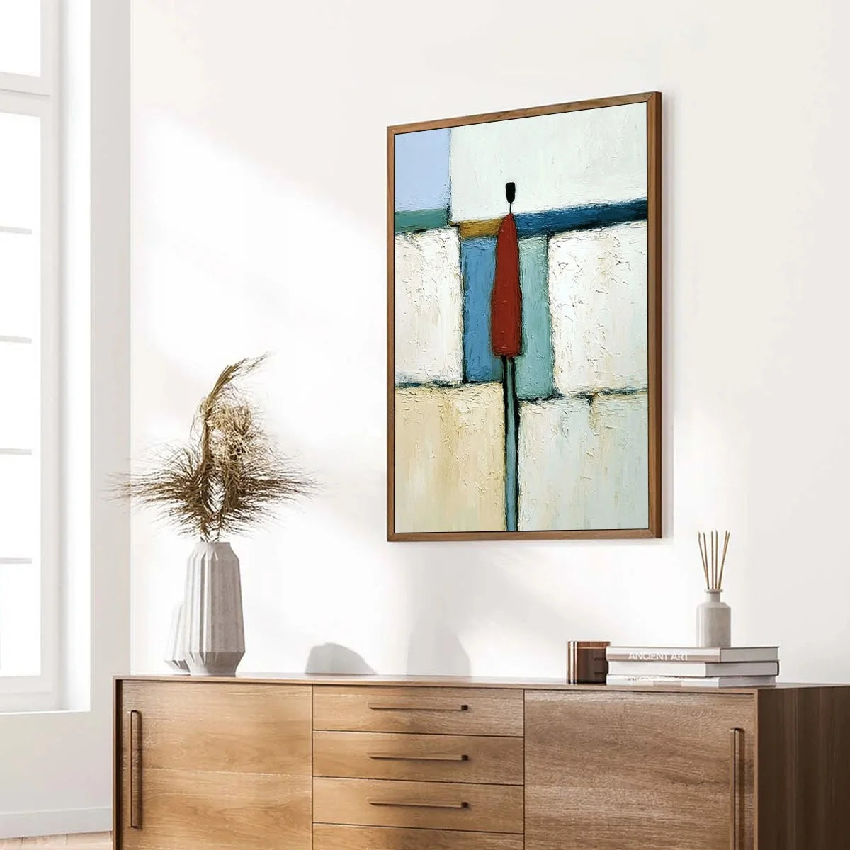 THE VISITOR: Textured Abstract Figurative Painting for Modern Decor | multi-color palette, original oil on stretched canvas art