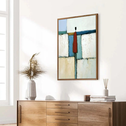 THE VISITOR: Textured Abstract Figurative Painting for Modern Decor | multi-color palette, original oil on stretched canvas art