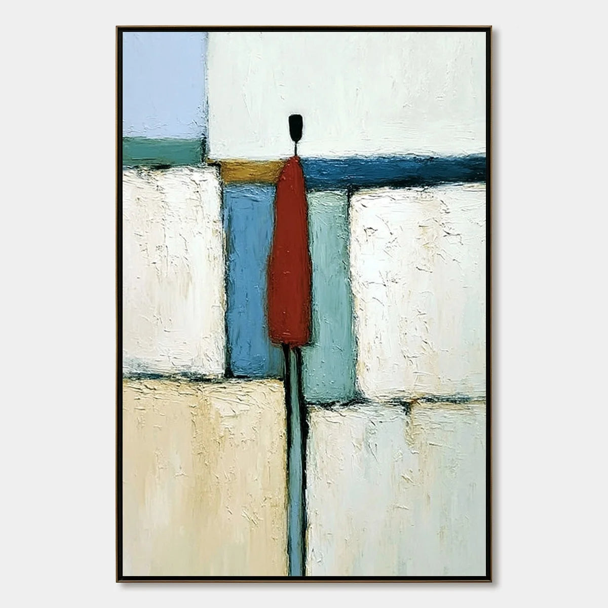 THE VISITOR: Textured Abstract Figurative Painting for Modern Decor | hanging in living room, Figurative wall art