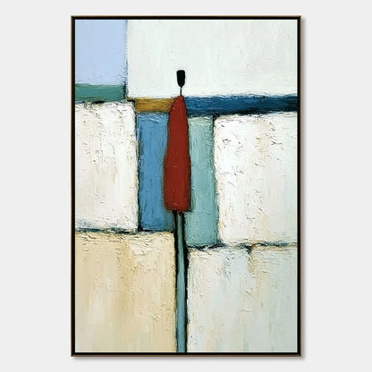 THE VISITOR: Textured Abstract Figurative Painting for Modern Decor | hanging in living room, Figurative wall art