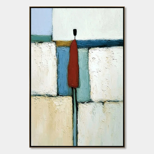 THE VISITOR: Textured Abstract Figurative Painting for Modern Decor | hanging in living room, Figurative wall art