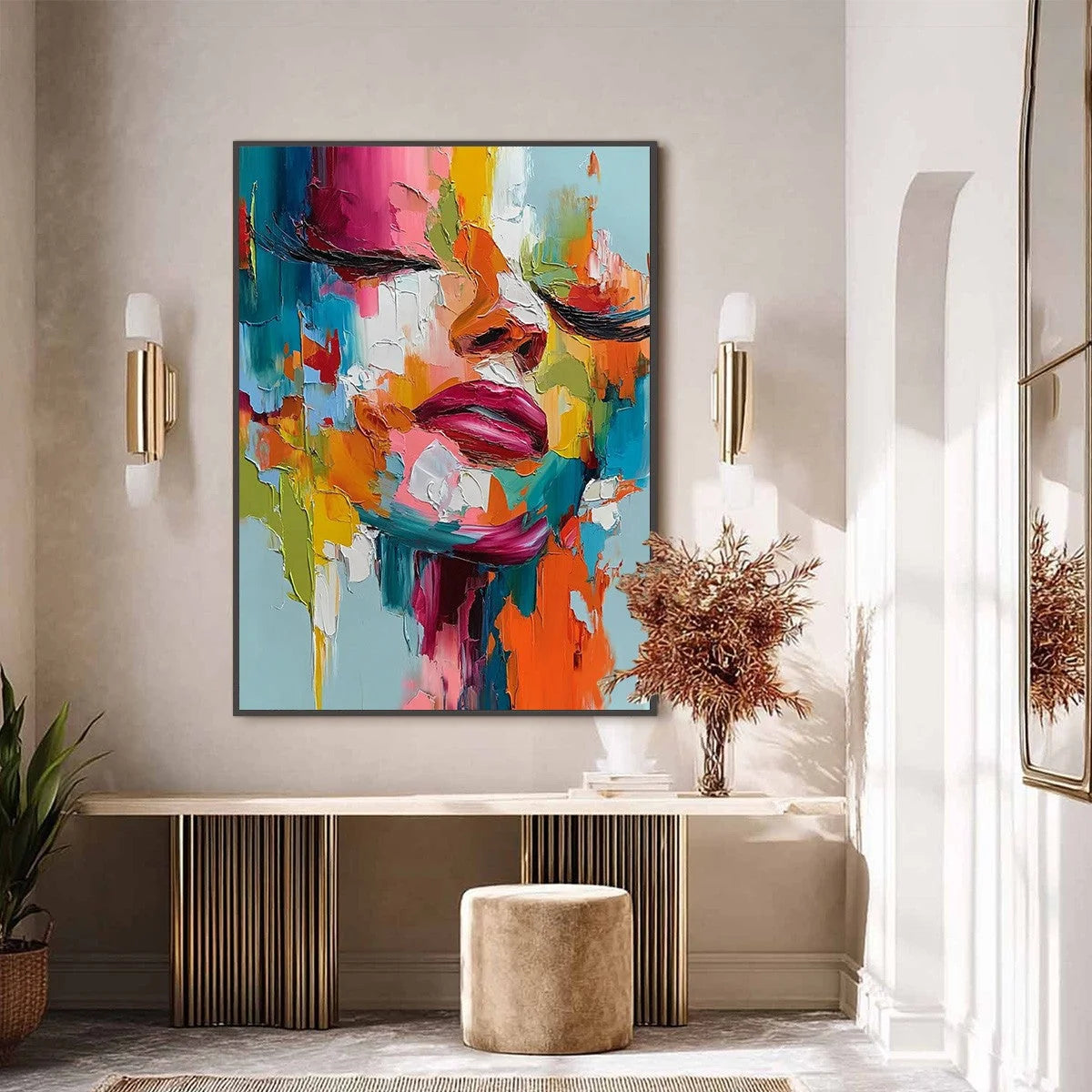 VIVID DREAM: Colorful Abstract Impasto Portrait Painting | Abstract closeup, raised brushwork detail