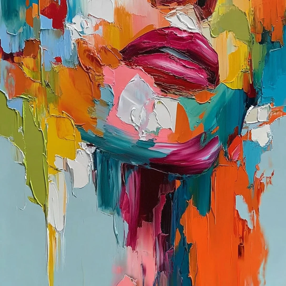 VIVID DREAM: Colorful Abstract Impasto Portrait Painting | rolled canvas, ready for custom framing