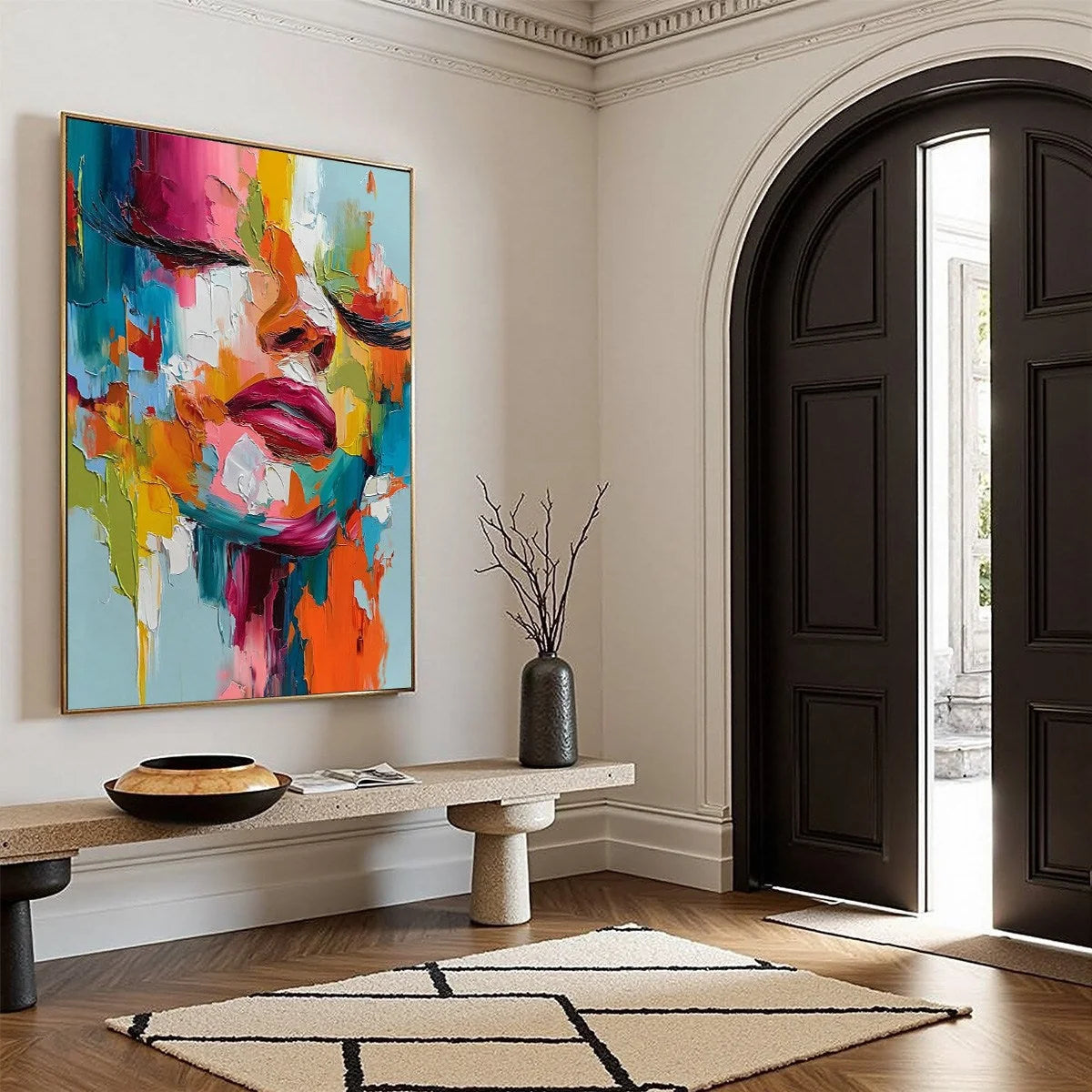 VIVID DREAM: Colorful Abstract Impasto Portrait Painting | multi-color palette, original oil on stretched canvas art