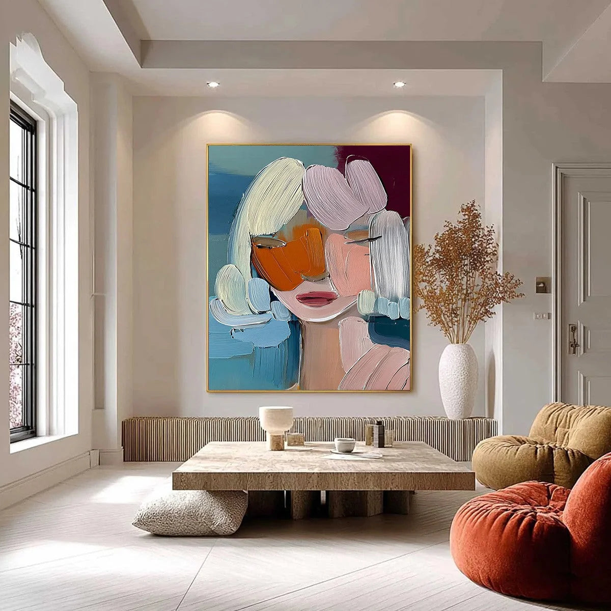 VIVID MUSE: Textured Abstract Portrait Palette Knife Oil Painting | Abstract closeup, raised brushwork detail