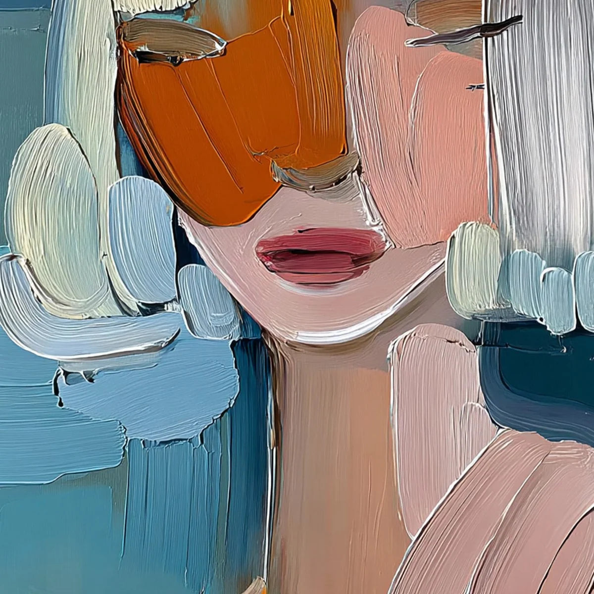 VIVID MUSE: Textured Abstract Portrait Palette Knife Oil Painting | rolled canvas, ready for custom framing