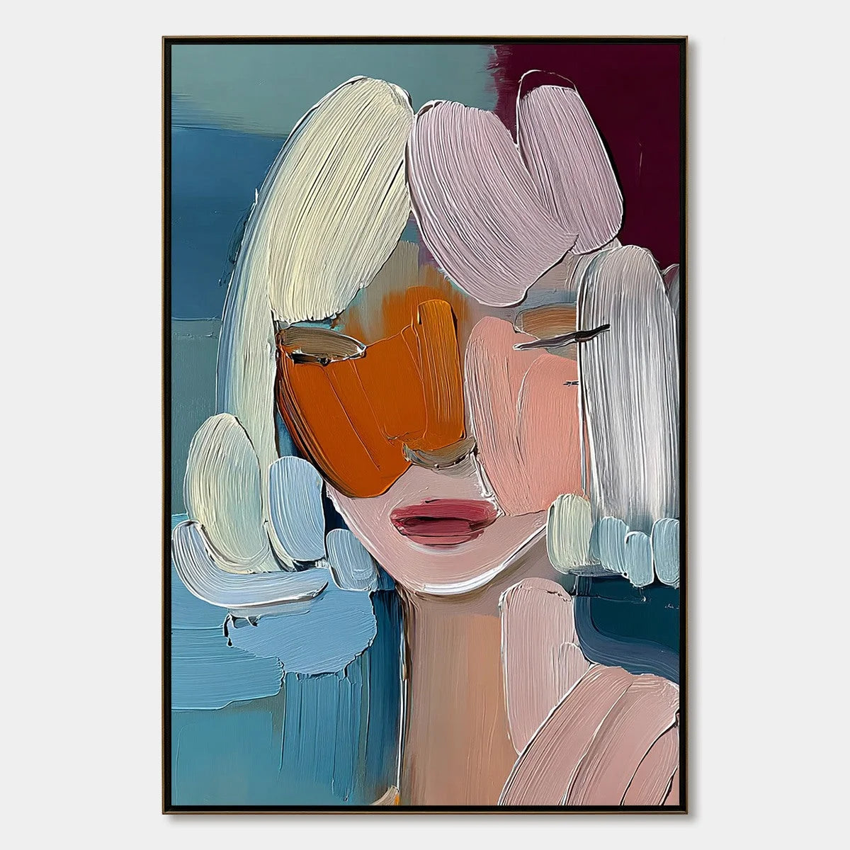 VIVID MUSE: Textured Abstract Portrait Palette Knife Oil Painting | hanging in living room, Abstract wall art